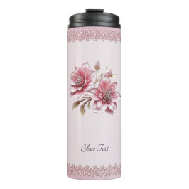 Modern Pink Flowers Thermal Tumbler Thermosbeker