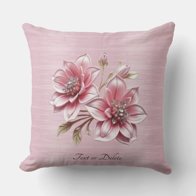 Modern Pink Flowers Throw Pillow Kussen (Voorkant)
