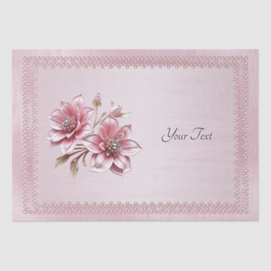 Modern Pink Flowers Tissue Paper Tissuepapier (Voorkant)