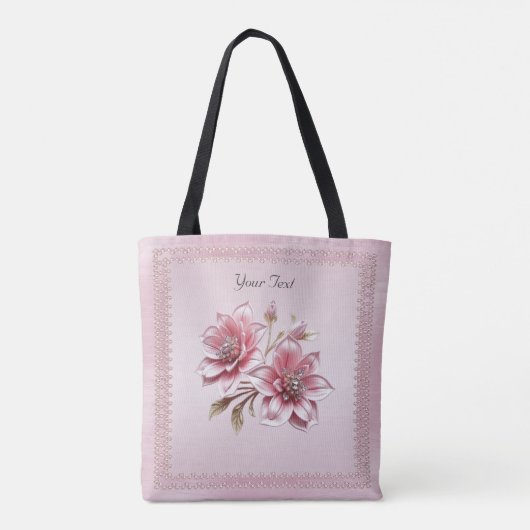 Modern Pink Flowers Tote Bag (Dos)