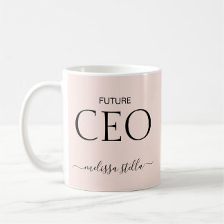 Modern Pink Future CEO Name | Girly Gift Koffiemok