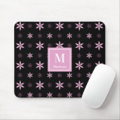 Modern Pink Geometric Floral Monogram Mouse Pad Muismat (Met muis)
