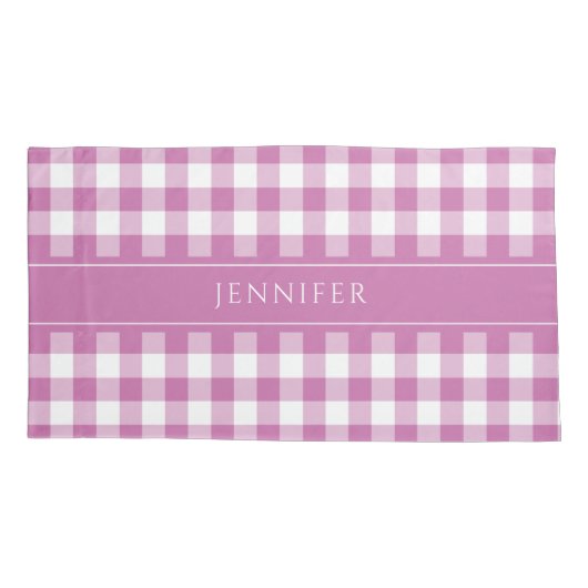 Modern Pink Gingham Plaid Kussensloop (Achterkant)