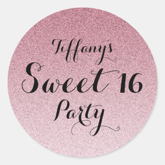 Modern Pink Glitter Faux Ombre Sweet 16 Sticker (Voorkant)