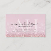Modern Pink Glitter Initiaal Visitekaartje (Achterkant)