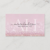 Modern Pink Glitter Initiaal Visitekaartje (Voorkant)