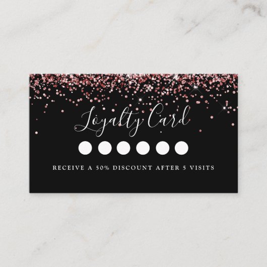 Modern Pink Glitter Salon & Spa Loyalty Visitekaartje (Voorkant)