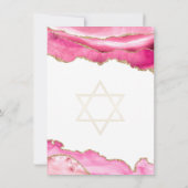 Modern Pink Gold Glitter Agate Bat Mitzvah Save The Date (Achterkant)