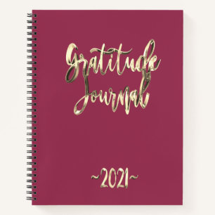 Modern Pink Gold Script Dankbaarheid Journaal 2021 Notitieboek