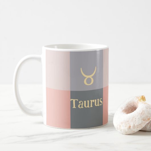 Modern Pink Gray Taurus Koffiemok (Met donut)