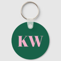 Modern Pink Green Monogram Initials Personalized