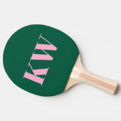 Modern Pink Green Monogram Initials Personalized Tafeltennisbatje (Zijkant)