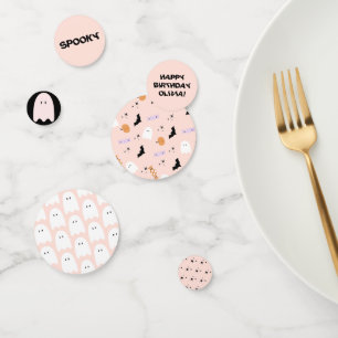 Modern Pink Halloween Birthday Confetti