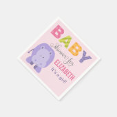 Modern Pink Hippo Oerwoud Animal Girl Baby shower Servetten (Hoek)
