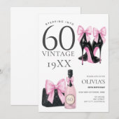 Modern Pink Invitation pour son 60e anniversaire (Devant / Derrière)