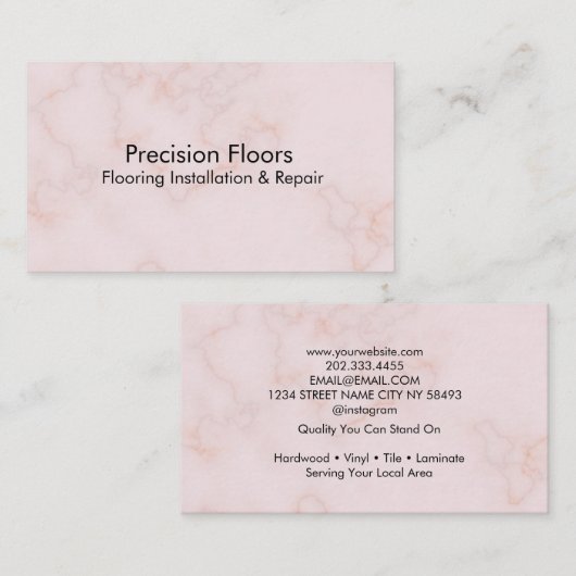 Modern Pink Marble Flooring Installation Visitekaartje (Voorkant / Achterkant)