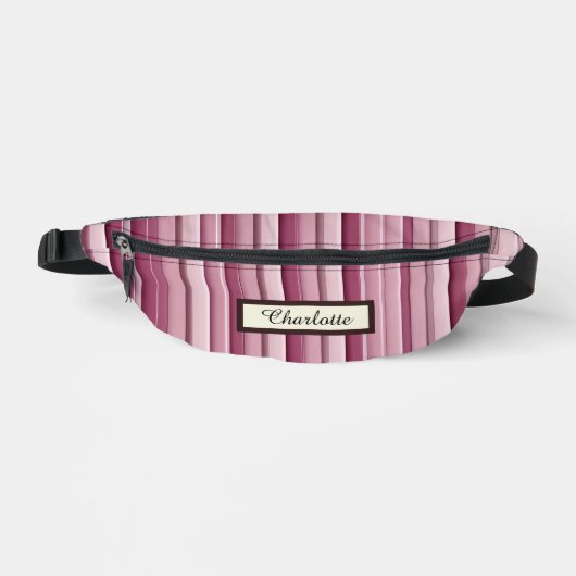 Modern Pink Mauve Striped Personalized Fanny Pack Heuptasje (Voorkant)