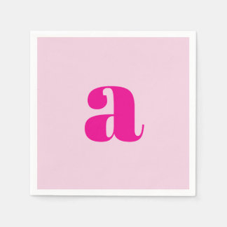 Modern Pink Monogram Napkins Servet