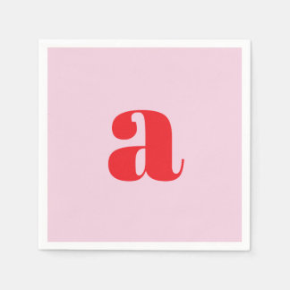 Modern Pink Monogram Napkins Servet