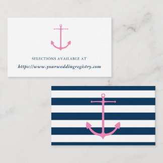 Modern Pink & Navy Nautical Vrijgezellenfeest Regi Informatiekaartje