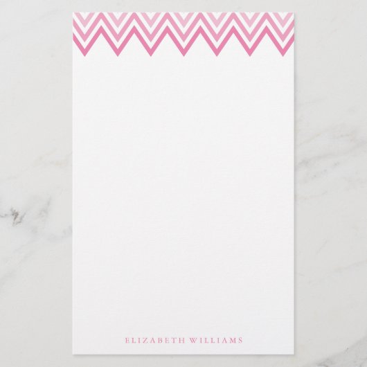 Modern Pink Ombre Chevrons Briefpapier (Voorkant)