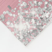 Modern Pink Ombre Folie Silver Glitter Monogram Fleece Deken (Hoek)
