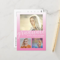 Modern Pink Ombre Girly Afstuderen Graduation Part