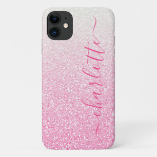 Modern Pink Ombre Glitter Girly Specialized iPhone 11 Hoesje