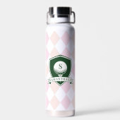 Modern Pink Pattern Green Golfer Name Monogram Waterfles (Achterkant)
