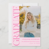 Modern Pink Photo Graduation Invitation (Devant)