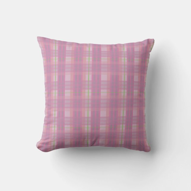 Modern Pink Plaid Throw Pillow Kussen (Voorkant)