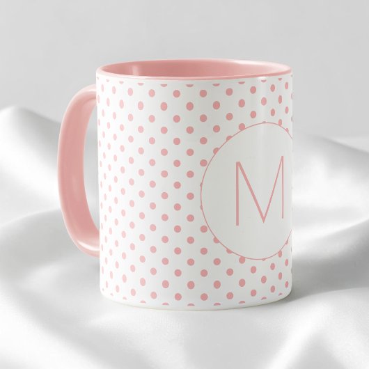 Modern Pink Polka Dot Pattern Initial Monogram Mok