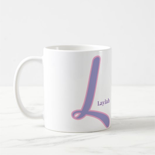 Modern Pink & Purple Monogram Personalized Name L Koffiemok (Links)