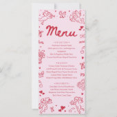 Modern Pink Red Hearts Hand Drawn Valentine Menu (Devant)