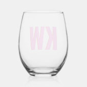 Modern Pink Red Shadow Monogram Personalized Wijnglas Zonder Voet (Achterkant)