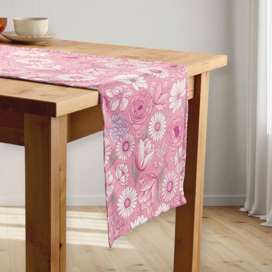 Modern Pink Rose Table Runner Medium Tafelloper