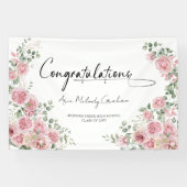Modern Pink Roses Congratulation Graduation Banner (Horizontaal)