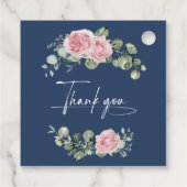 Modern Pink Roses Script Graduation Bedankjes Labels (Achterkant)