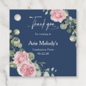 Modern Pink Roses Script Graduation Bedankjes Labels (Voorkant)