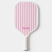 Modern Pink Stripes Custom Name Pickleball Paddle (Achterkant)