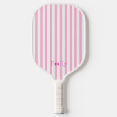 Modern Pink Stripes Custom Name Pickleball Paddle (Voorkant)