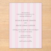 Modern Pink Stripes Elegant Wedding Acryl Uitnodigingen (Voorkant)