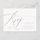 Modern Pink Taupe Calligraphy Wedding RSVP Kaartje (Voorkant)