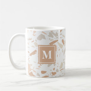Modern Pink Terrazzo Marble Monogram Koffiemok