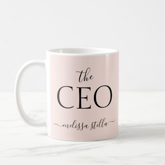 Modern Pink The CEO Name | Best Girly Gift Koffiemok (Links)