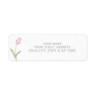 Modern Pink Tulip Solo Vrijgezellenfeest Registry Etiket