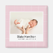 Modern Pink Unique Baby Geboorteaankondiging Magneet (Voorkant)
