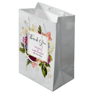 Modern Pink & White Floral Bouquet Wedding Medium Cadeauzakje