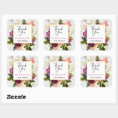Modern Pink & White Florals Party Dank je Vierkante Sticker (Vel)