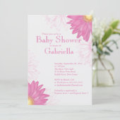 Modern Pink & White Gerbera Daisy Baby shower Kaart (Staand voorkant)